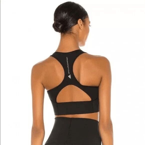Adidas X Stella McCartney Truepur Black Cropped Sports Bra FU0763 Size XS - Picture 2 of 4